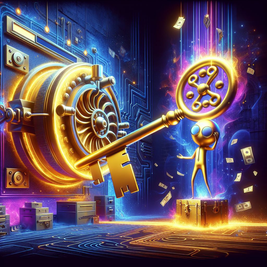 AK333 login security visual with a cartoon character holding a golden key